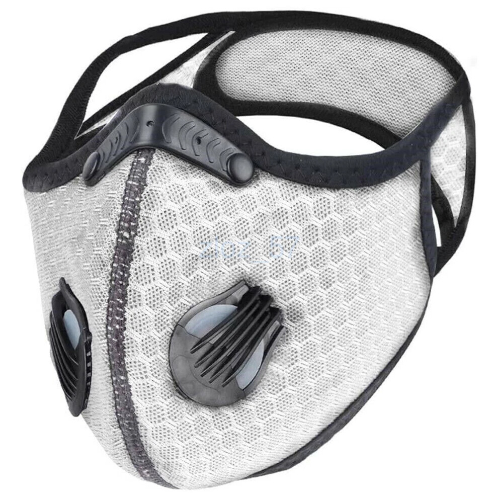 (White) Reusable Face Mask Breathing Valves Sports Cycling Outdoor Active Carbon Filter 6963793746491