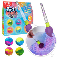 Baff Bombz Magic Brush from Zimpli Kids, 4 x Bath Bombs, Magically Paint your Bath Water, Pocket Money Creative Toy for Children, Birthday Gifts for