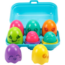 Toomies TOMY Hide and Squeak Bright Chicks Baby Toy - Baby Box of 6 Colourful Eggs, 3 Squeak and 3 Rattle - Shape Sorter Baby Sensory Toys - Toddler