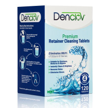 Retainer Cleaning Tablets, Fresh Brite & Stain-Free, for Invisalign, Aligners, Dentures, Mouth Guard Cleaner - 120 Tablets 4 Month