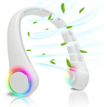 (White) Bladeless Neck Fan, Portable Neck Fan, Cooling Hanging Neck Fan, 4000mAh Mini Cooling Fan, Personal Neck Fans Rechargeable with 3 Speeds LED Light