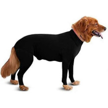 (L, Black) Sport Dog Onesie - Shedding Of Dog Hair For Home, Car, Travel, Anxiety Calming Shirt, Uv And Tick Protection