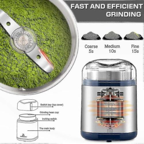 200W Electric Herb Grinder - Compact Spice Grinder with Pollen Catcher 2
