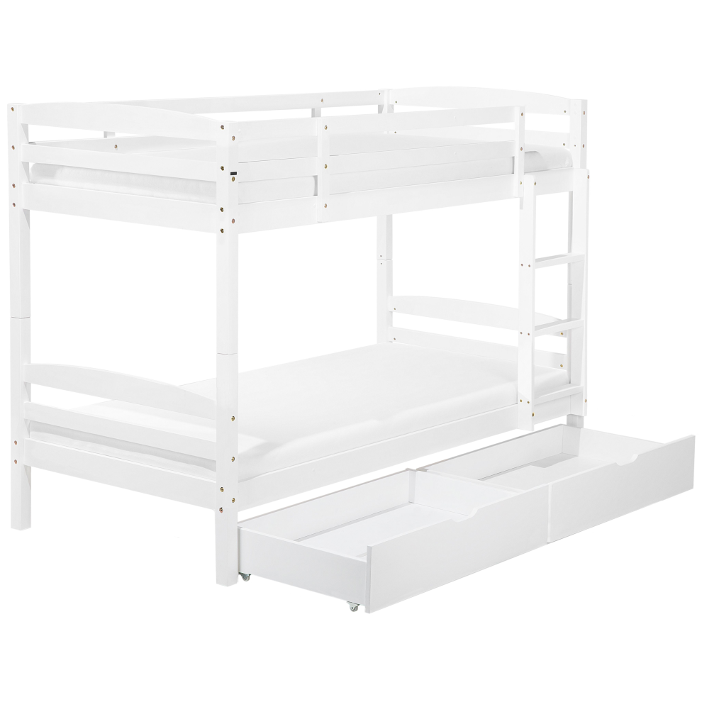 Bunk Bed with Drawers Pine Wood REGAT 90 x 200 cm (EU Single) White