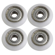 4x White Enginering Plastic Roller Wheel Bearing Pulley for Sliding Door