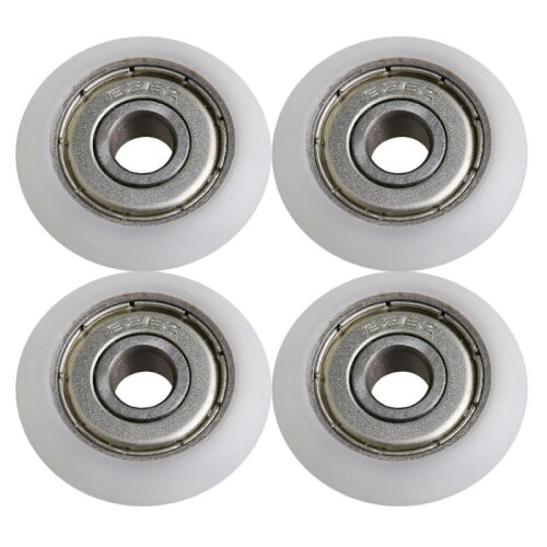 4x White Enginering Plastic Roller Wheel Bearing Pulley for Sliding Door
