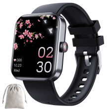 (Czarny z torbą) Smartwatch monitorujący glukozę, tracker fitness, z pomiarem ciśnienia, Bluetooth, zegarki mężczyzn i kobiet