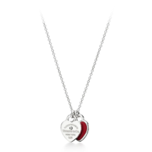 Return To Red Mini Double Hearts Classic Heart Double Heart Pendant Necklace(Silver + Diamond)