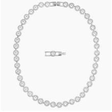 Angelic necklace, Round cut,Fashionable and versatile collarbone chain(Silver + white)