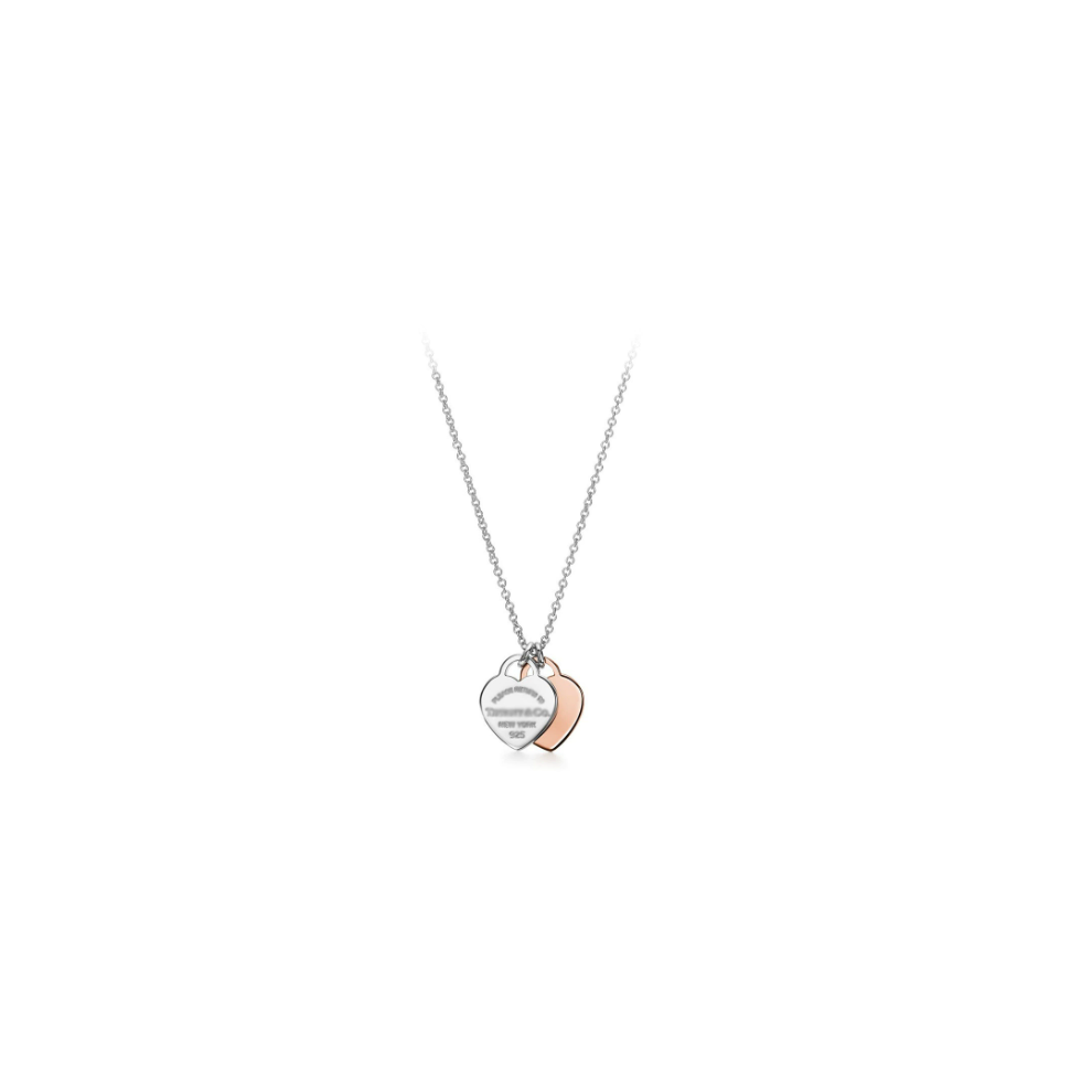 Nydia Return To Silver + Rose Gold Mini Double Hearts Classic Heart Double Heart Pendant Necklace