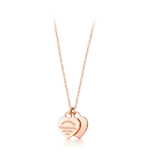 Return To rose gold Mini Double Hearts Classic Heart Double Heart Pendant Necklace