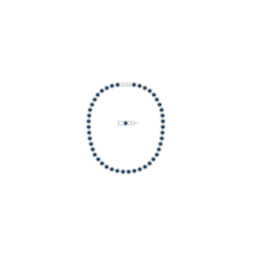 Nydia Angelic Necklace, Round Cut，Fashionable And Versatile Collarbone Chain（Silver + Blue）