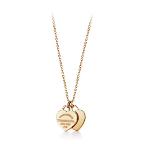 Return To Gold Mini Double Hearts Classic Heart Double Heart Pendant Necklace