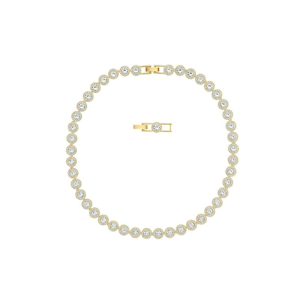 Nydia Angelic Necklace, Round Cut，Fashionable And Versatile Collarbone Chain（Gold + White）