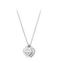 Return To silver Mini Double Hearts Classic Heart Double Heart Pendant Necklace(silver)