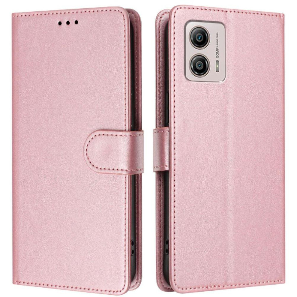 Photos - Case  Classic Style Flip  for Motorola Moto G53 Magnetic Closure Card Holder Wallet  Shockproof Rfid Blocking(Pink)