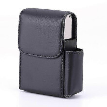 (Black) Cigarette Storage Case, Cigarette Case Cigarette Organizer Case Pu Leather Cigarette Box Case Wallet With Lighter Holder-In Stock