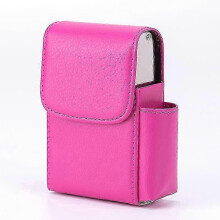 (Rose red) Cigarette Storage Case, Cigarette Case Cigarette Organizer Case Pu Leather Cigarette Box Case Wallet With Lighter Holder-In Stock