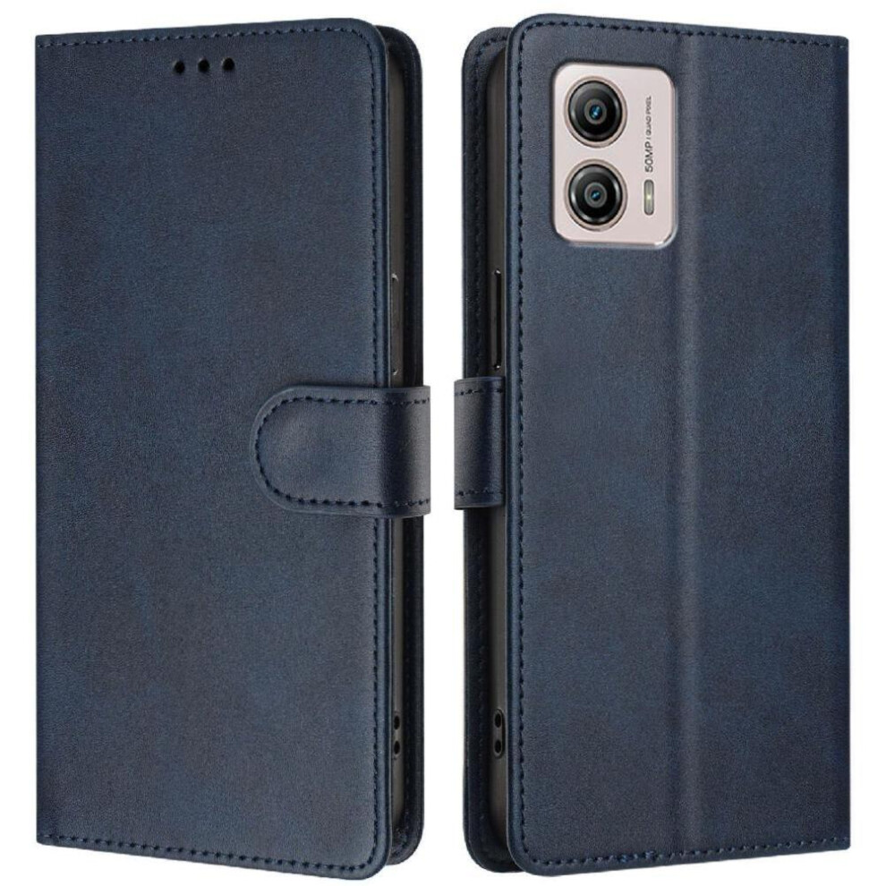Photos - Case  Classic Style Flip  for Motorola Moto G23 Card Holder Shockproof Rfid Blocking Wallet  Magnetic Closure(Blue)