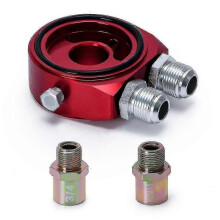 (Red) Car Universal Oil Filter Sandwich Adapter For Oil Cooler Plate Kit An10 Aluminum Silver Blue Red