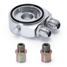 (Silver) Car Universal Oil Filter Sandwich Adapter For Oil Cooler Plate Kit An10 Aluminum Silver Blue Red