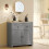 Homcom (Grey) HOMCOM Sideboard Storage Cabinet with Adjustable Shelf, Drawer 9