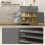 Homcom (Grey) HOMCOM Sideboard Storage Cabinet with Adjustable Shelf, Drawer 5