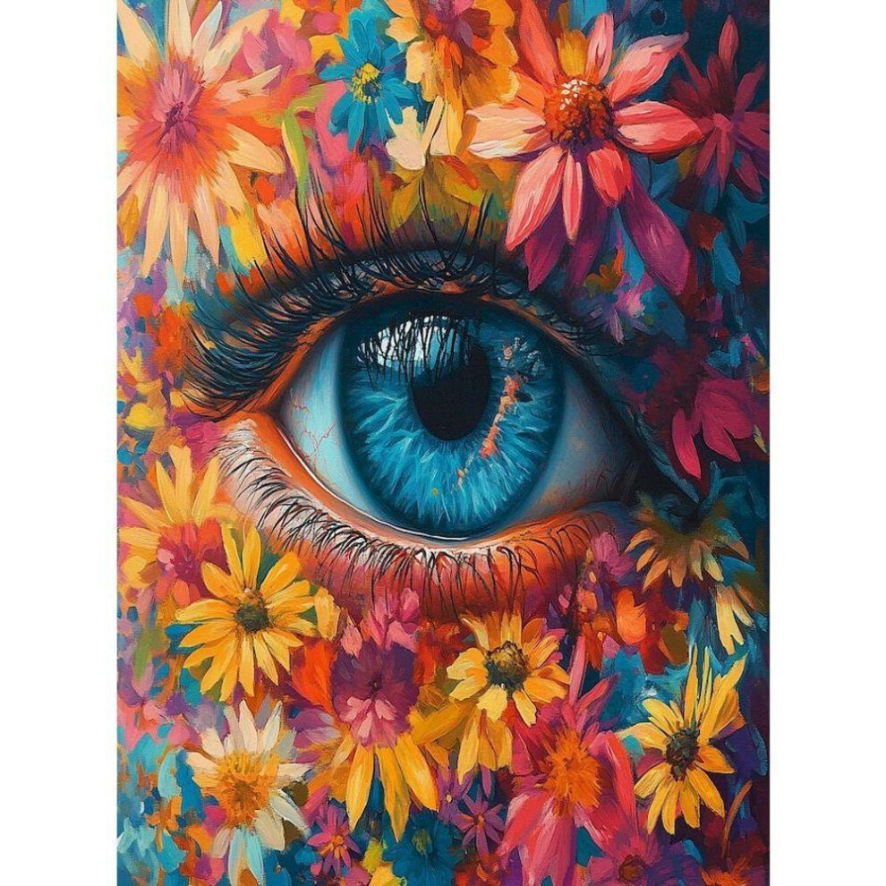 (as the picture, 40x50cm NO Frame) Ruopoty Picture With Numbers Flower Eyes Handpainted On Canvas Painting Handmade Gift By Number House Picture Painting On The Wall