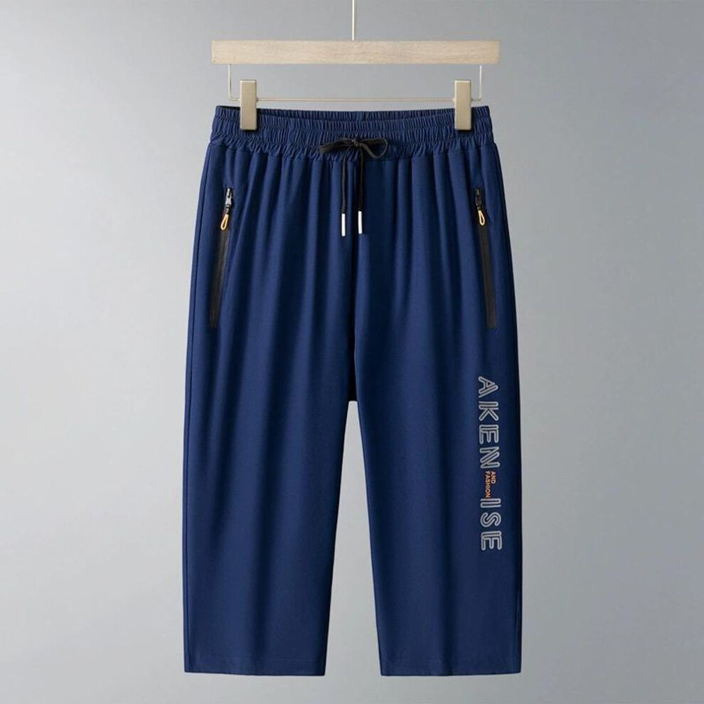 (navy blue, XXXXL) Men's Casual Shorts, Summer Thin Straight Leg Sports Pants, Loose Pants, Elastic Waist Cropped Pants