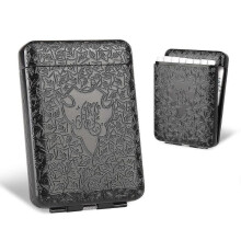 Vintage Metal Cigarette Case - Peaky Blinders Weed Cigarette Holder for 16 King Size Cigarettes (84mm) - Unique Birthday Gift (black),hw