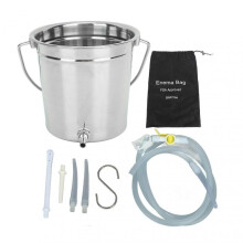Enema Bucket Kit Stainless Steel Reusable Home Colon Cleansing Bucket for Health Care Tool 1.3l