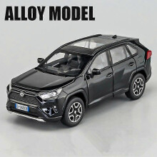 (Black) 1:32 Rav4 Suv Alloy Car Model Diecast Metal Toy Off-road Vehicles Car Model Simulation Sound And Light Collection Childrens Gift No Box