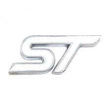(White) 3D ST Racing Car Metal Emblem Badge Sticker Decor for Ford Focus Fiesta Mondeo mengxi