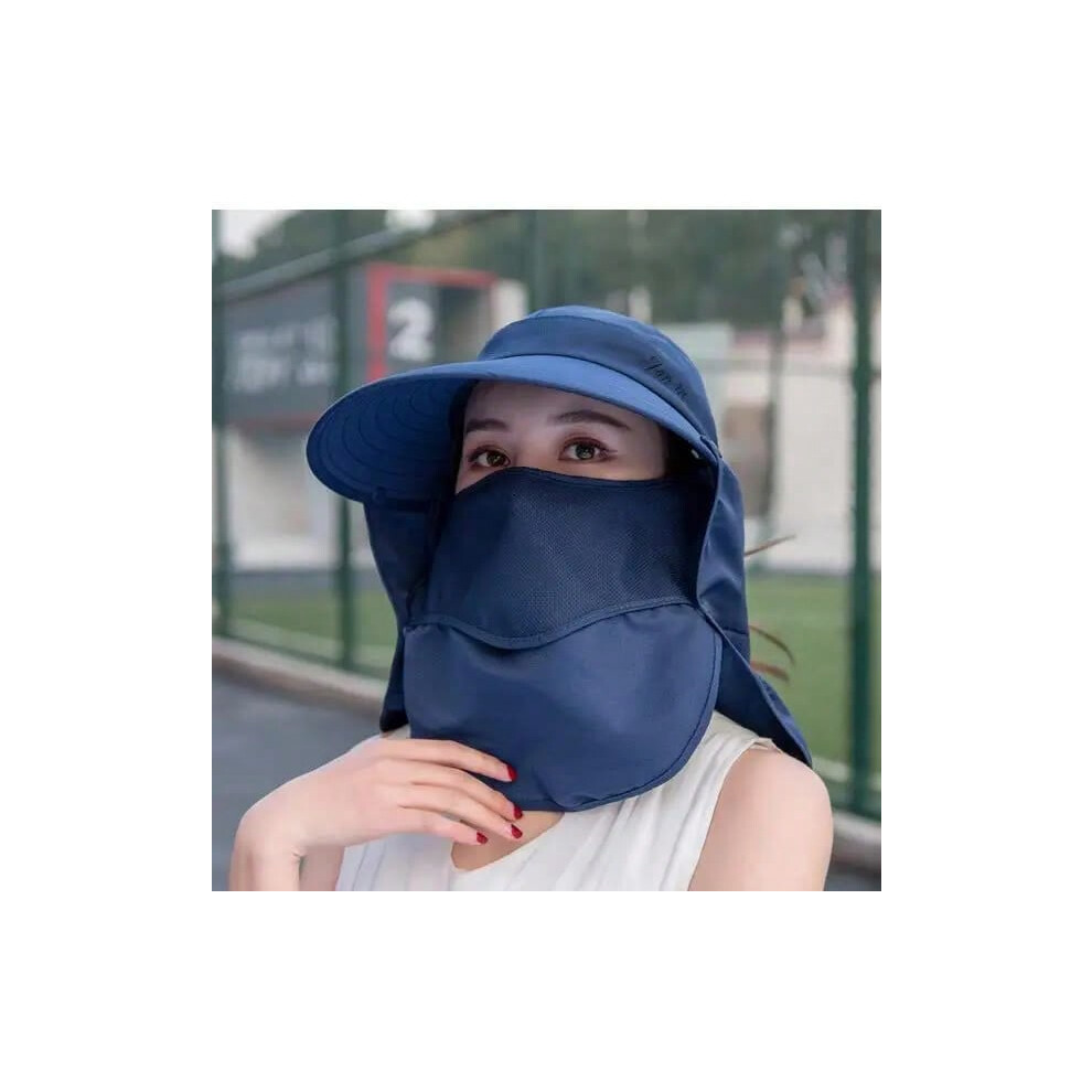 (navy blue) COKK Summer Hats For Women Sun Hat With Breathable Suncreen Outdoor Bicycling Beach Cap Visor Wide Brim Sunhat Female New