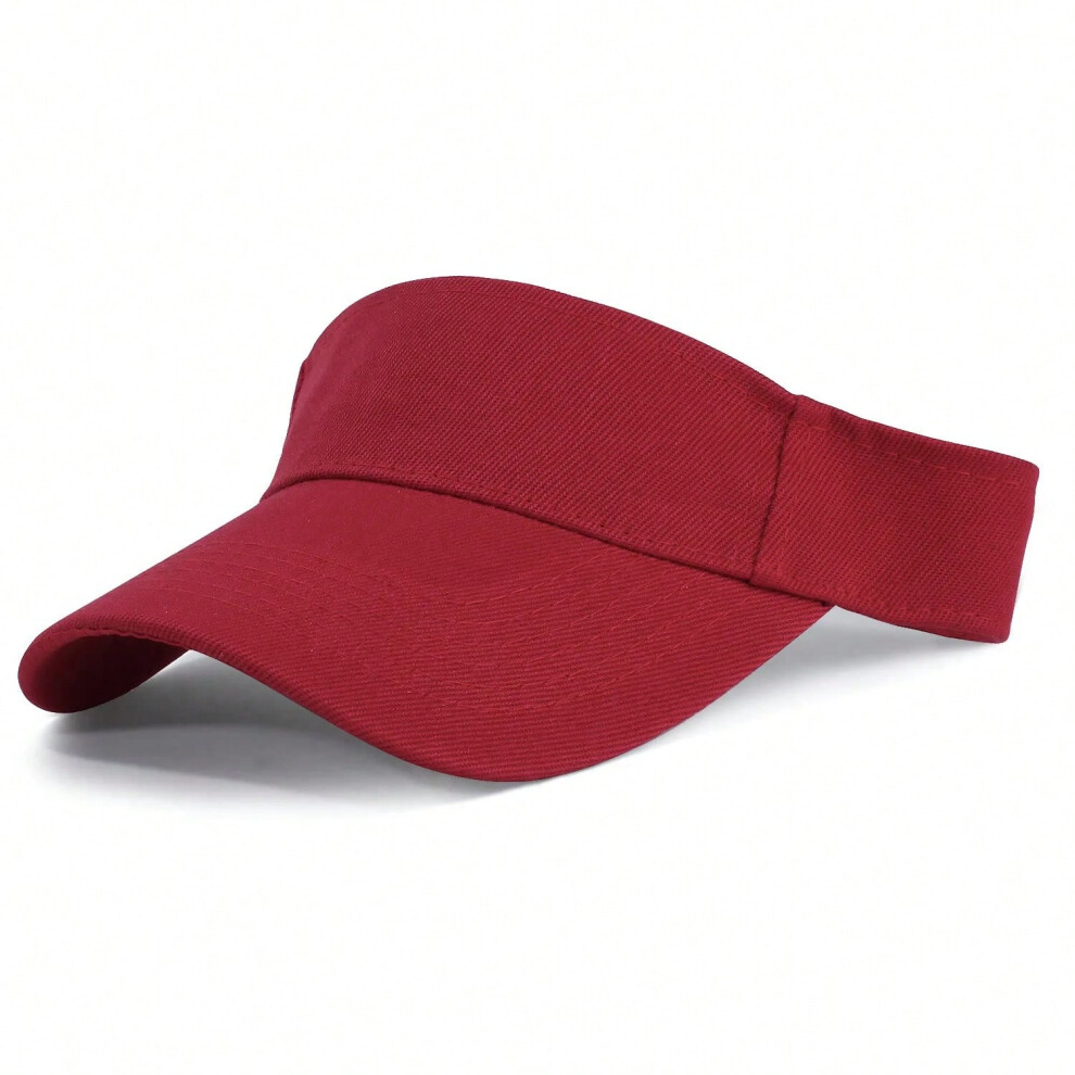 (Red, 54-60cm) Summer Sun Hats Men Women Cotton Adjustable Visor UV Protection Top Empty Solid Sport Tennis Golf Running Sunscreen Baseball Cap