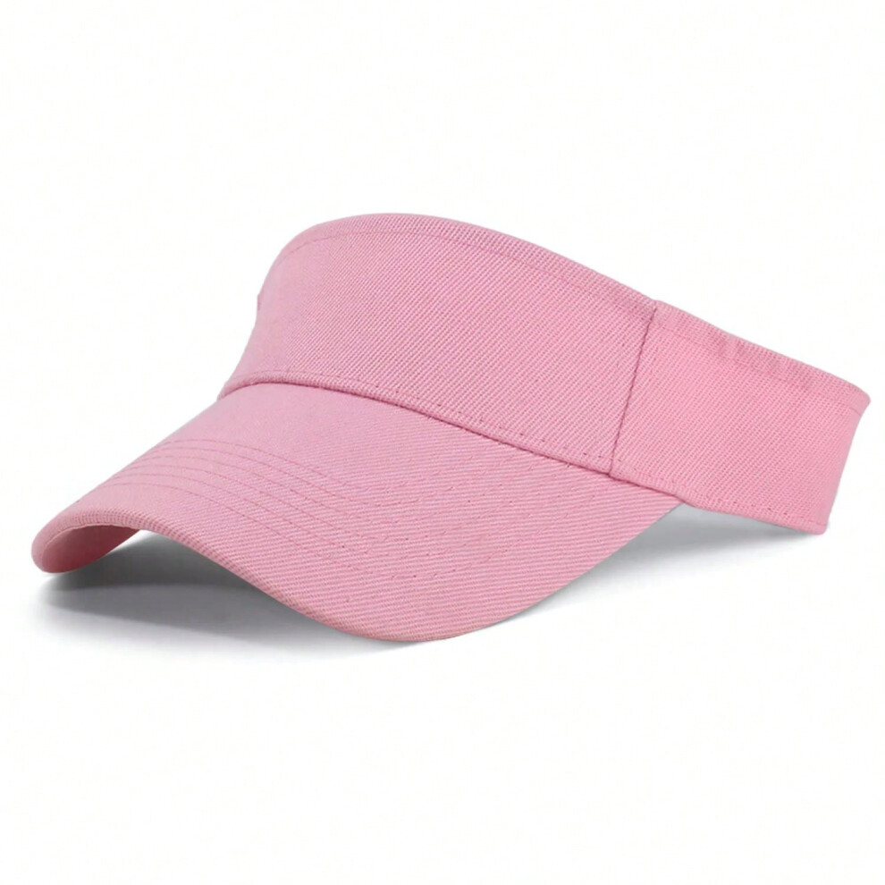 (Pink, 54-60cm) Summer Sun Hats Men Women Cotton Adjustable Visor UV Protection Top Empty Solid Sport Tennis Golf Running Sunscreen Baseball Cap