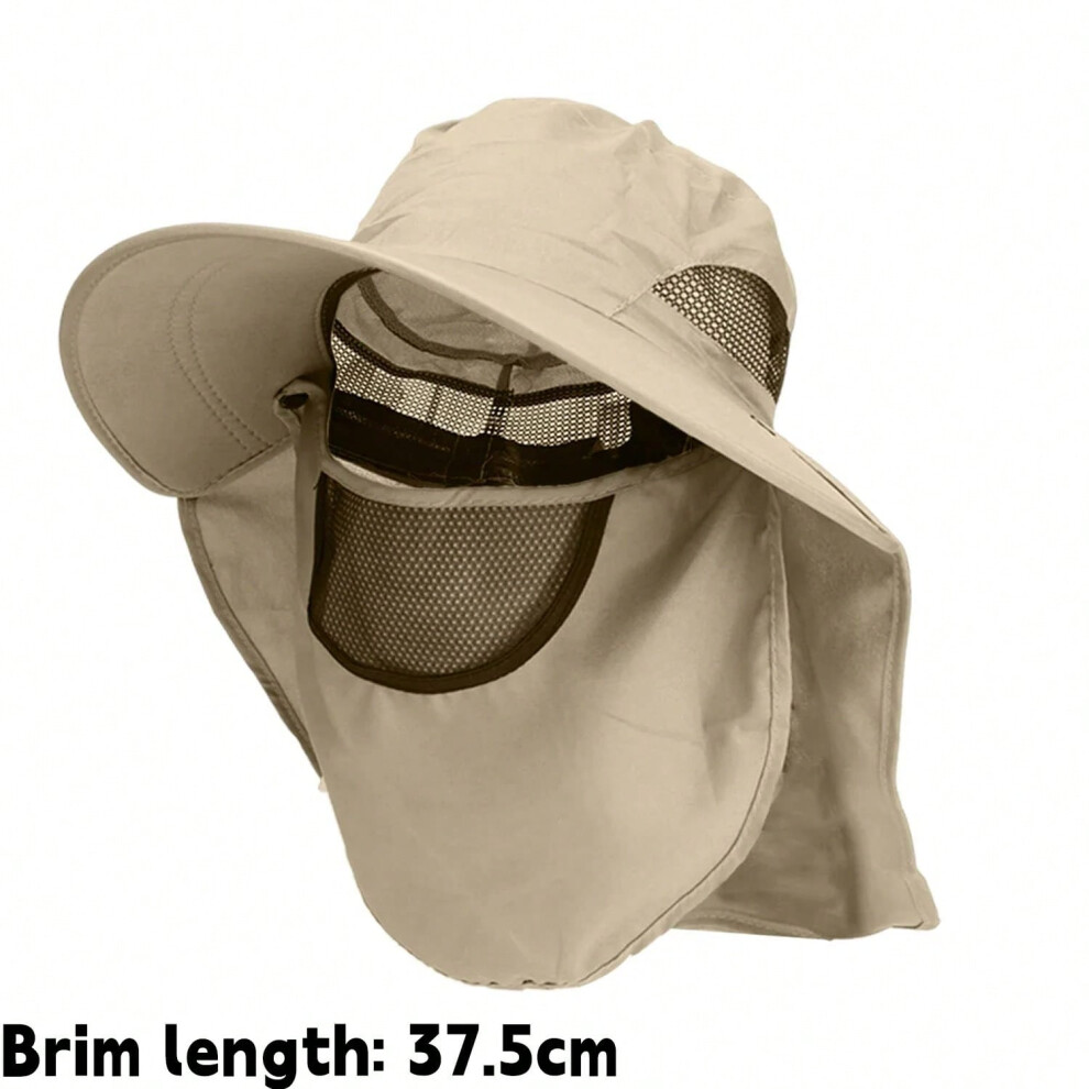 (khaki) Summer Sun Hats UV Protection Outdoor Hunting Fishing Cap for Men Women Hiking Camping Visor Bucket Hat Neck Flap Fisherman Hat