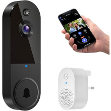 FameVibe 1080P Wireless Video Doorbell Camera, Smart AI Human Detection, Night Vision, 2-Way Audio, Battery Powered, Cloud Storage, 2.4G WiFi