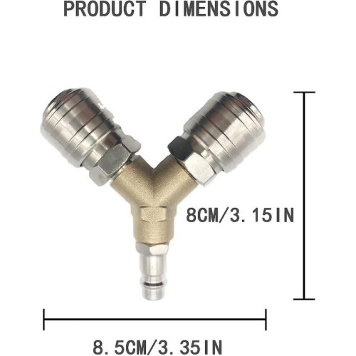 Compressed Air Distributor, Compressed Air Connector, Compressed Air Switch, with Two 1/4 Inch Threaded Connectors, Made of Rust-Proof Brass, Fully As 1