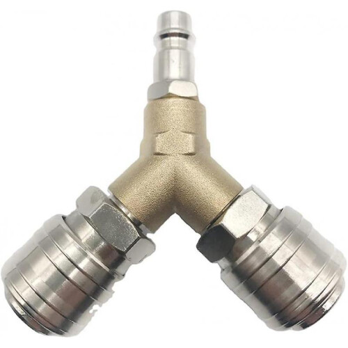 Compressed Air Distributor, Compressed Air Connector, Compressed Air Switch, with Two 1/4 Inch Threaded Connectors, Made of Rust-Proof Brass, Fully As