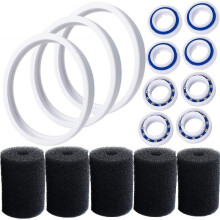 C10 Adaptable Replacement Tires Compatible with Polaris 180 280 360 380 Robot Pool Cleaner with C60 Wheel Ball Bearings and 9-100-3105 Sweeping Pipe S