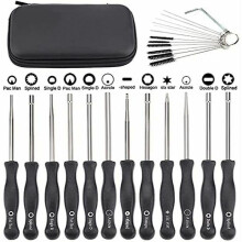Set of 12 screwdrivers for adjusting the carburetors of small Echo and STIHL engines, with brush and cleaning tool kit.