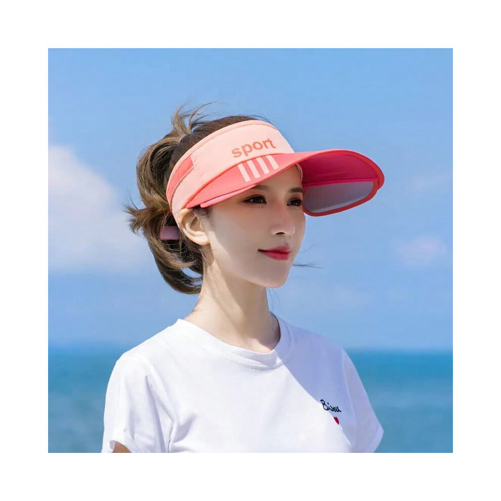 (Orange, 56-60CM) Wide Brim Sun Hats For Women Summer Sun Protection Visor Caps Sport Print Retractable Brim Female Beach Outdoor Hat