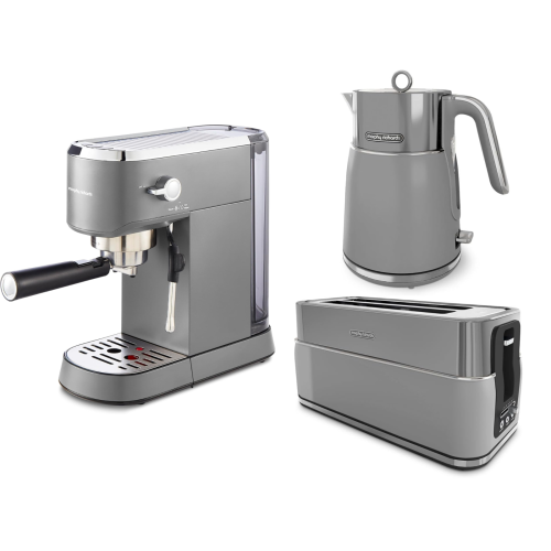 Morphy Richards Morphy Richards Signature Grey Kettle Toaster & Coffee Machine Set