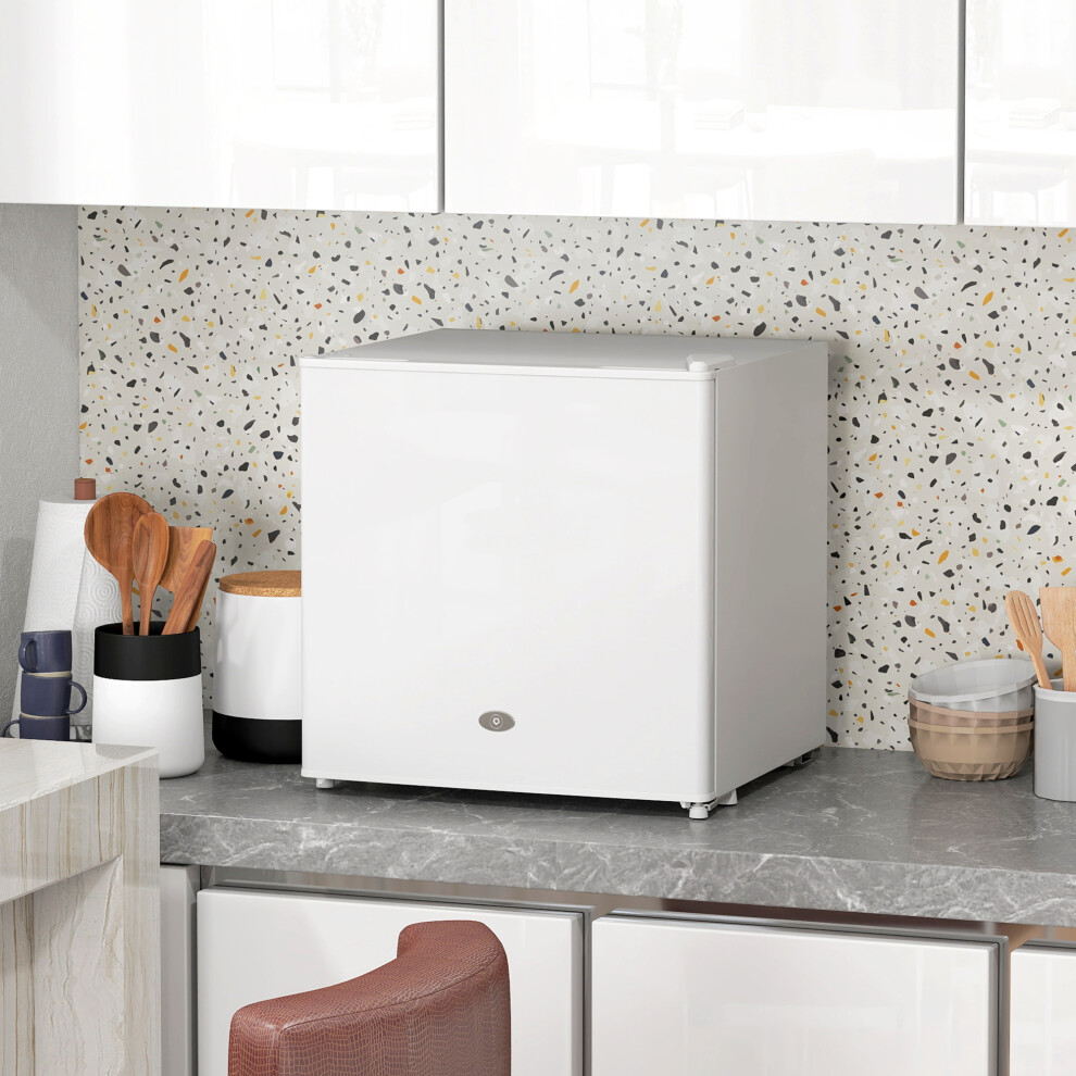 (White) HOMCOM 35L Tabletop Freezer with Removable Wire Shelf and Two Keys