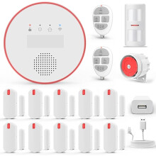Alarm Security System for Home, WIFI Wireless with APP Alert and Calling Alarms, 16-Pcs kit: Hub 120DB, Door,Window Sensors, Anti-pet PIR,