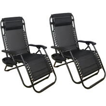 Zero Gravity Chair Sun Lounger Folding Recline Patio Outdoor Garden 2Pcs