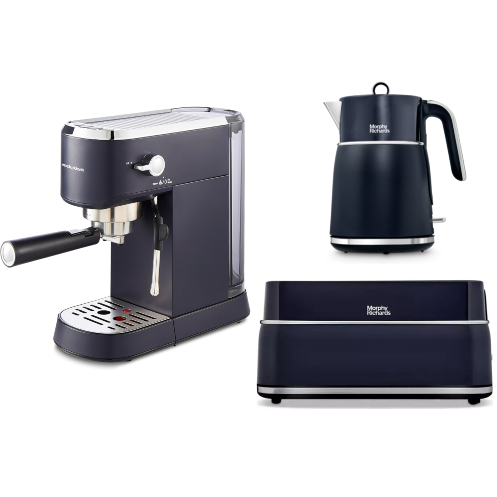 Morphy Richards Signature Blue Kettle Toaster & Coffee Machine Set