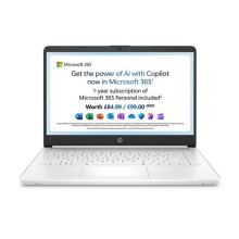 HP 14s-dq0508sa 14" Laptop | Intel Celeron N4120 | 4GB RAM | 128GB SSD | Dual speakers | HD Webcam | Intel UHD Graphics | Windows 11 Home | White