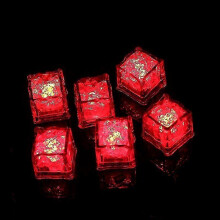 (Red) Light Up Ice Cubes, 12 Pack Multi Color Led Ice Cubes, Reusable Glowing Flashing Ice Cube For Club Bar Party